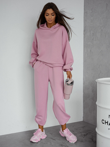 Set hanorac cu glugă pentru femei roz pudrat Bolf 525