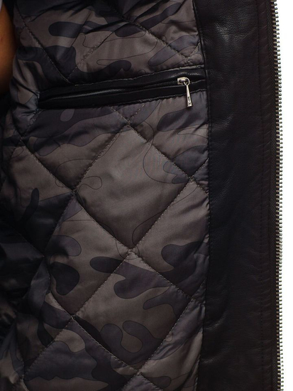 Geacă de piele pilot neagră EX837