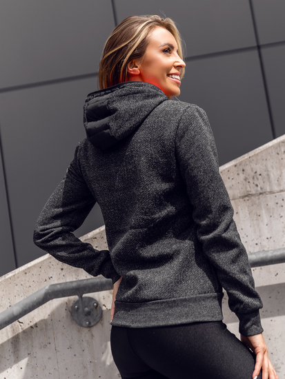 Hanorac/Jachetă cu glugă tranzițională neagră pentru femei Bolf KSW4001A