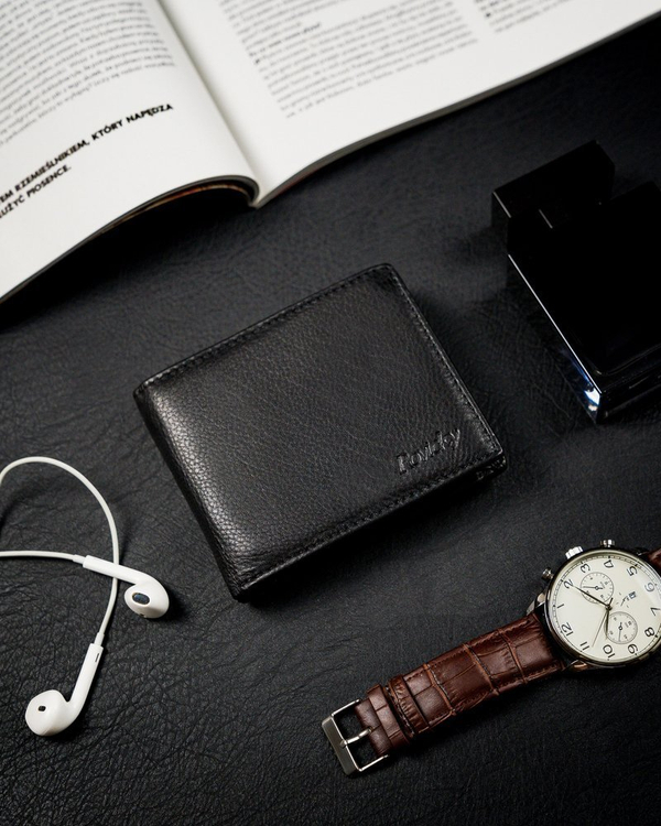 Portofel din piele negru bărbați 13967
