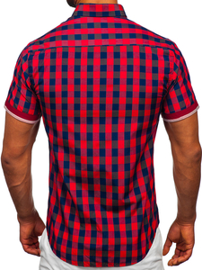 Cămașă bordo in carouri mâneca scurtă Bolf 4508