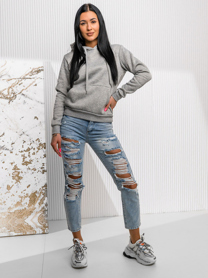 Hanorac cangur gri de damă Bolf W02A1