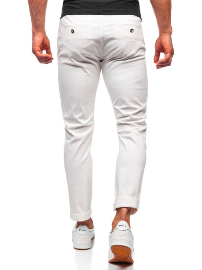 Pantaloni chinos albi bărbati Bolf 1143