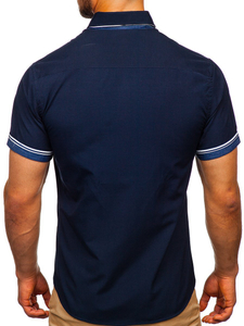 Cămașă cu mâneca scurtă bleumarin Bolf 2911-1