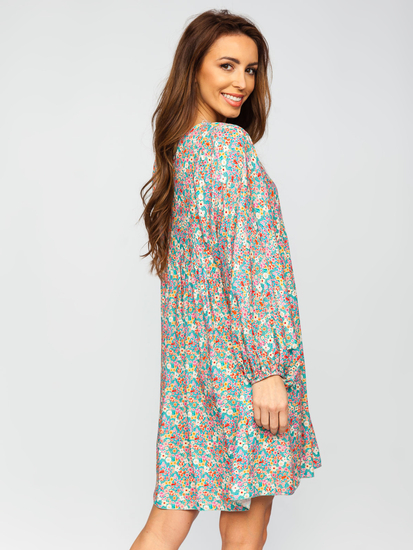 Rochie imprimeu floral verde dame Bolf  3019