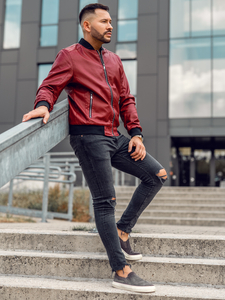 Geacă de piele bomber bordo Bolf 1147A