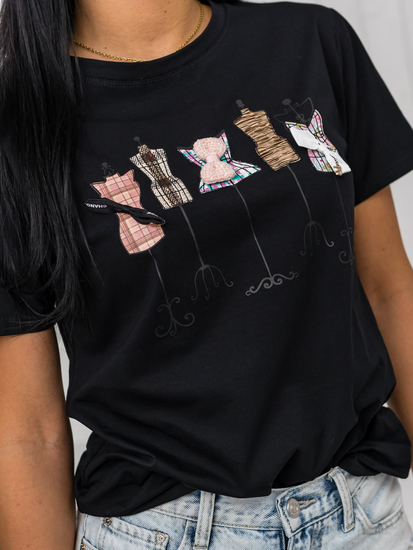 Tricou negru dama cu aplicatie Bolf 97T2111