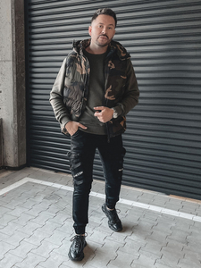 Vestă kaki army cu glugă Bolf 6876