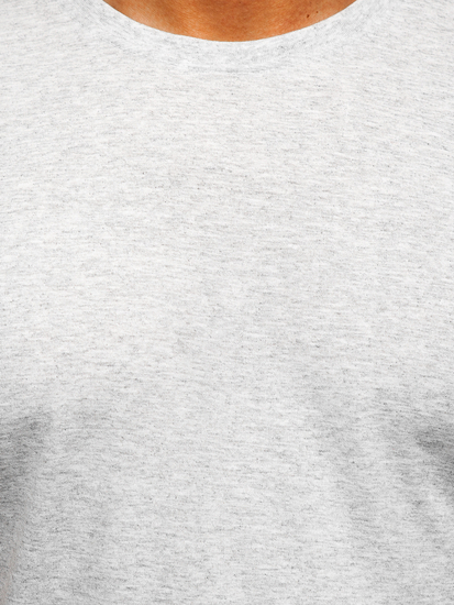 Tricou simplu bărbătesc gri deschis din bumbac Bolf 192397