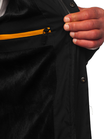 Geacă de iarnă lungă matlasată neagră Bolf 22M59