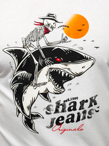 Tricou bărbătesc din bumbac alb cu imprimeu Bolf MPO3502