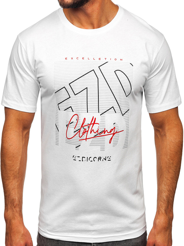 Tricou din bumbac cu imprimeu alb Bolf 14748