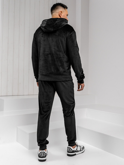 Trening pentru bărbați din catifea neagră cu glugă Bolf 8C1538A1