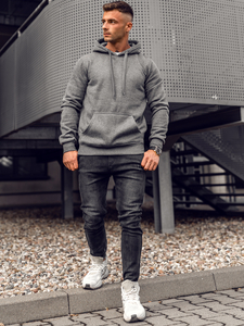 Hanorac tip cangur gri-antracit Bolf 2009A