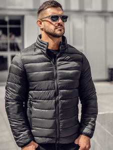 Jachetă de tranziție matlasată neagră pentru bărbați Bolf LY33A