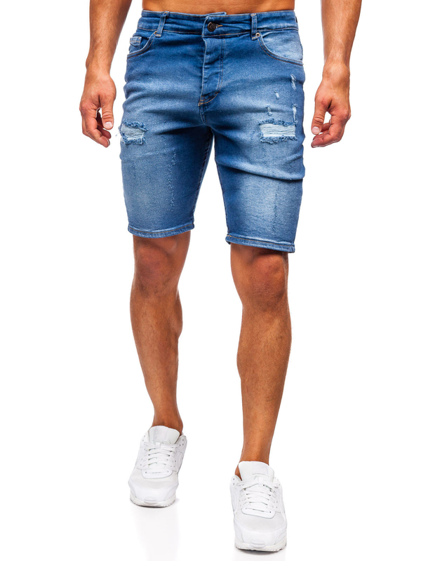 Pantaloni scurți din denim pentru bărbați bleumarin Bolf 0727