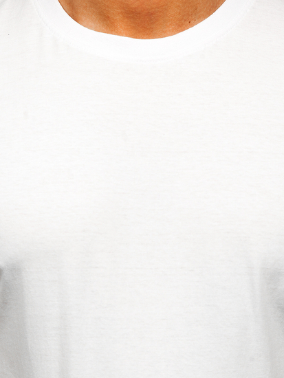 Tricou bărbătesc alb din bumbac fără imprimeu Bolf 192397
