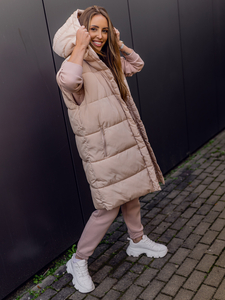 Vestă bej-deschis lungă dame oversize Bolf 81266A