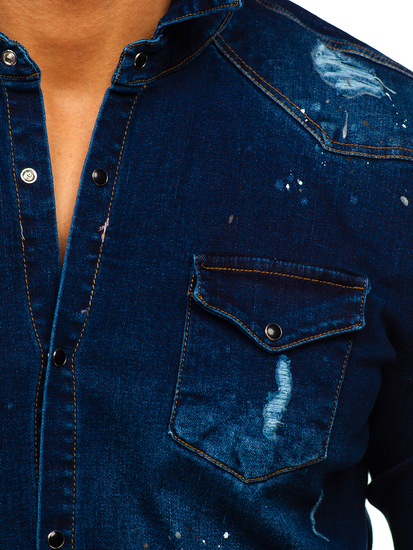 Cămașă de blugi bleumarin Bolf R801