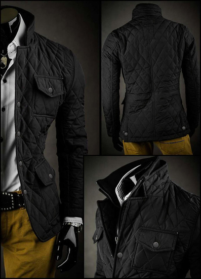 Geacă elegantă neagră matlasată Bolf 802A