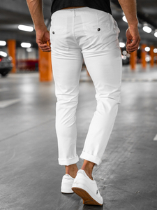 Pantaloni chinos albi bărbați Bolf 1146