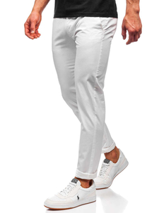Pantaloni chinos albi bărbați Bolf 1146