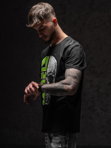 Tricou negru cu imprimeu Bolf Y70001