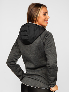 Hanorac cu glugă tranzițională pentru femei negru Bolf KSW4004