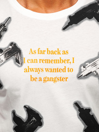 Tricou bărbătesc din bumbac alb cu imprimeu Bolf MPO3471