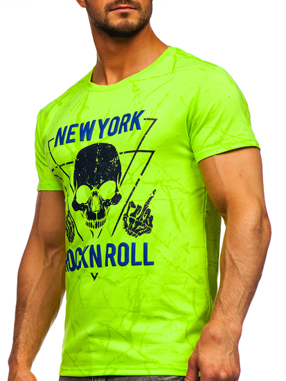 Tricou cu imprimeu verde-neon Bolf Y70030
