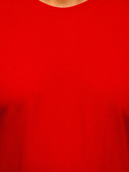 Tricou bărbătesc roșu din bumbac fără imprimeu Bolf 192397