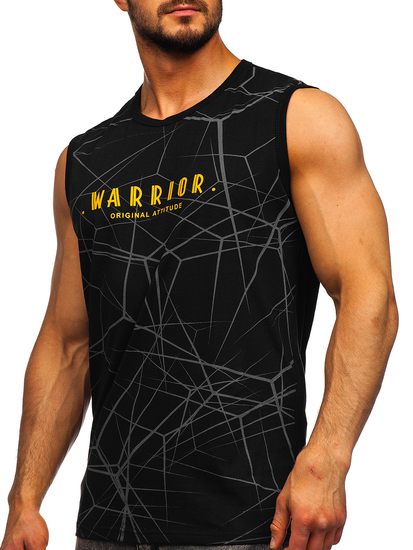Maiou negru tank top cu imprimeu Bolf 14813