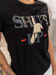 Tricou negru de dama cu imprimeu Bolf 95T2501