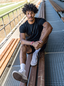 Tricou negru bărbătesc din bumbac fără imprimeu Bolf 192397A