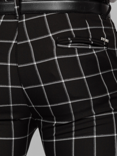 Pantaloni chinos în carouri negri Bolf 0046