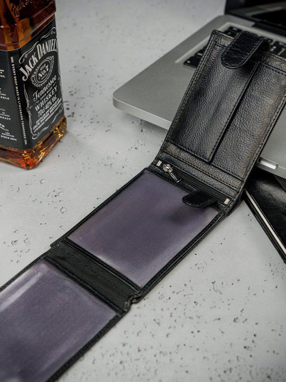 Portofel de piele bărbați negru 3080