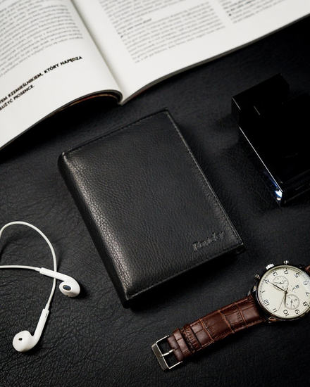 Portofel din piele negru bărbați 13967