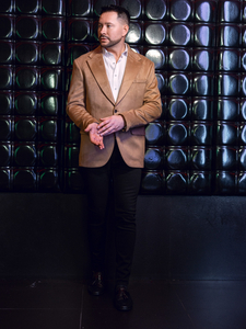 Sacou din catifea cămilă pentru bărbați Bolf 24410