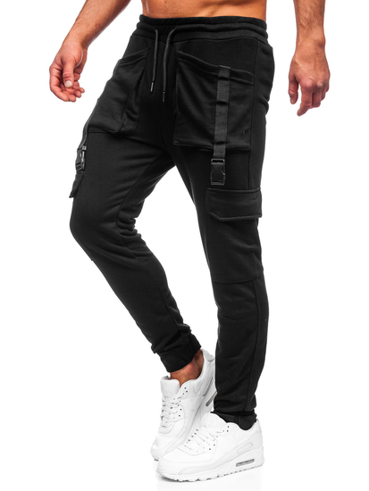 Pantaloni joggers cargo negri Bolf 6584