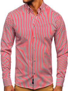 Cămașă roșie în dungi cu mâneca lungă Bolf 20726