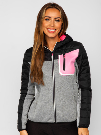 Jachetă cu glugă tranzițională pentru femei Bolf negru KSW4005A1