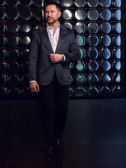 Sacou bleumarin din catifea pentru bărbați Bolf 24410