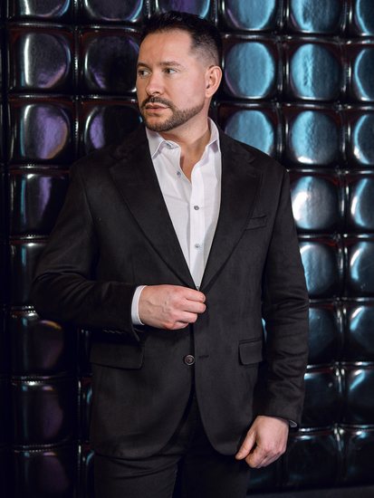 Sacou negru din catifea pentru bărbați Bolf 24410