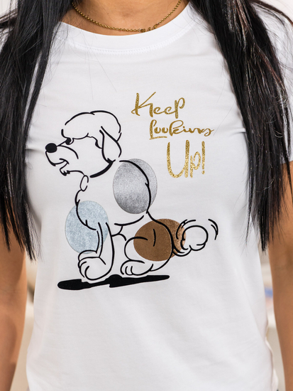 Tricou alb de dama cu imprimeu Bolf 95T2519