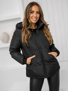 Geacă cu glugă neagră matlasată Bolf 5M3169