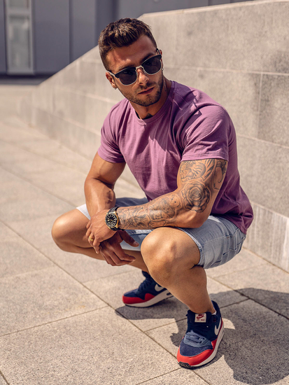 Tricou simplu bărbătesc din bumbac violet Bolf 192397A