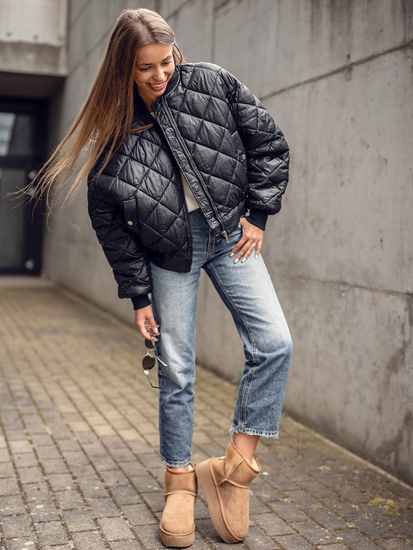 Geacă bomber neagră dame Bolf J9089