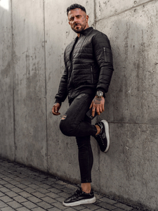 Geacă matlasată bomber neagră Bolf MY-02