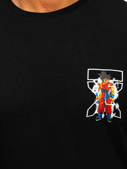 Tricou negru cu imprimeu Bolf 2607