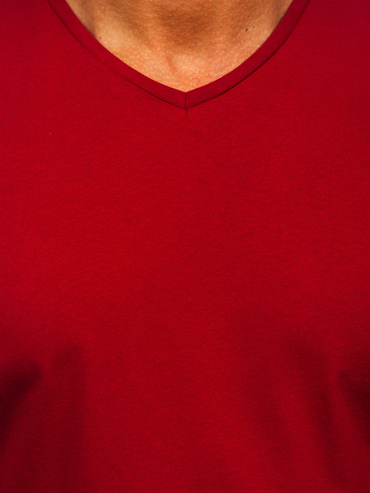 Tricou bărbătesc simplu, cu decolteu în V, culoare vișinie, Bolf 192131